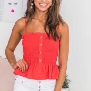 Pink Lily Smocked Tank Top